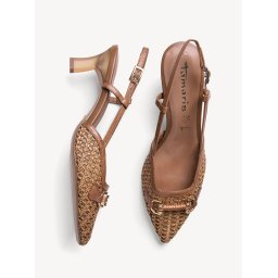 Kožne ženske sandale na štiklu sa zatvorenim prstima 1-29634-44 braon