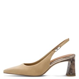 Kožne ženske sandale na štiklu sa zatvorenim prstima 1-29624-46 bež