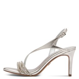 Ženske sandale na tanku štiklu 1-28373-46 srebrne