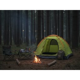 Camping dvokrevetni šator sa konstrukcijom - Zeleno/Narandžasti ( KLK-116 )