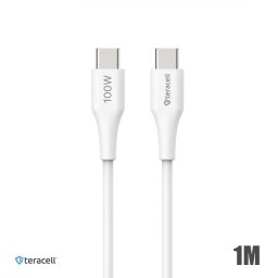 Data kabl Teracell Plus 100W PD Type C na Type C beli 1m