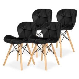 Freja 25-KS011SET Set trpezarijskih plišanih stolica 4 kom crna