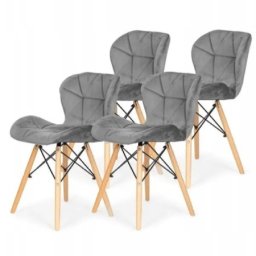 Freja 25-KS012SET Set trpezarijskih plišanih stolica 4 kom siva
