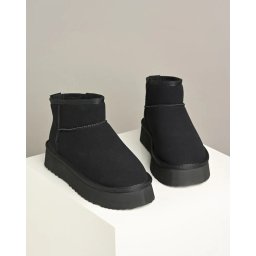 Tople ravne poluduboke čizme LH502406 crne