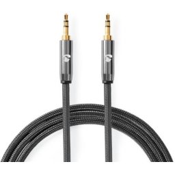 Nedis CATB22000GY20, Stereo audio kabl, 3,5 mm muški, 3,5 mm muški, Pozlaceni, 2,00 m, Okrugli, Sivi