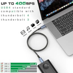 Kettz KT-USB4C240W Tip C USB4 Kabl 40Gbps 20V, 5A 1m