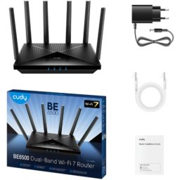 Cudy WR6500H BE6500 2.5G Wi-Fi 7 Router, Broadcom 2 GHz Quad-Core CPU, 6-Stream Dual-Band Wi-Fi 7