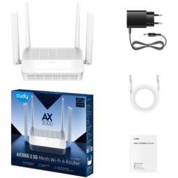 Cudy WR3000P AX3000 2.5G Mesh Wi-Fi 6 PoE Router, 1.3 GHz Dual-Core CPU, 4-Stream Dual-Band Wi-Fi 6