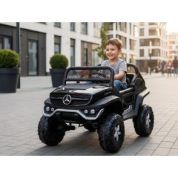 Mercedes – Benz Unimog Crni Džip za Decu Licencirani ( EVA Gume i Kožno sedište )