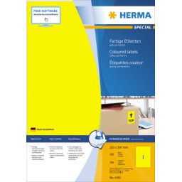 Herma etikete 210X297 A4/1 1/100 žuta ( 02H4401 )