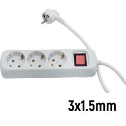Prenosna priključnica trostruka (produžni kabl) sa prekidačem 3x1.5 mm 2m Tehnoelektro