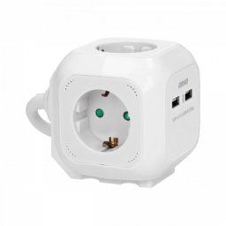 Kabl belo OR-AE-13144(GS)/W kućište POWER CUBE sa 4 priključnice + 2 USB punjača 1.4m Orno