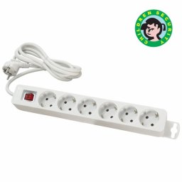 Priključnica bela 16A 250V 3680W 3x1.5mm2 prenosna nerastavna šestostruka (produžni kabl) sa prekidačem ME-PR6P-3M DZ