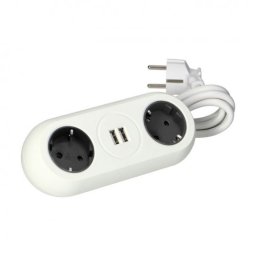 Priključnica bela OR-AE-13133(GS)/W prenosna dvostruka za sto sa 2xUSB punjačem 1,4m kabla 3x1,5mm2 Orno