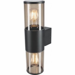 Zidna baštenska lampa crna smoky Max.A60 IP54 2xE27 M915 S