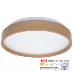 LED plafonjera zlatna 15W 220~240V 3CCT DIP switch 3000/4000/6500K fi260mm SMD M205540-GD