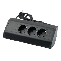 Priključnica crna 1.5m ugaona nameštajska trostruka 16A 250V-3600W 3x1.5mm2 ME-PN-1220/C-3