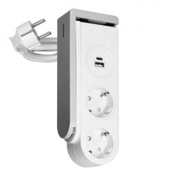 Kućište sa 2 mesta + USB 17W ORAE13245(GS)/W/1,4M Orno