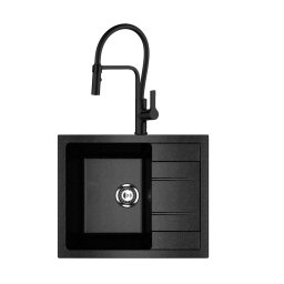 Set: Granitna sudopera Ulgran U607 + Andra total black slavina + beplatan sifon i dostava GRATIS