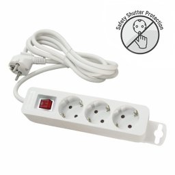 Priključnica bela 16A 250V 3680W 3x1.5mm2 prenosna nerastavna trostruka (produžni kabl) sa prekidačem ME-PR3P-5M DZ