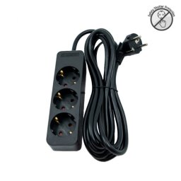 Priključnica crna 16A 250V 3680W 3x1.5mm2 prenosna nerastavna trostruka (produžni kabl) ME-PR3-3M DZ