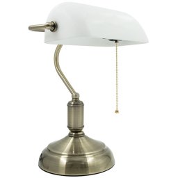 Stona lampa bela 1xE27 max.40W bankarska M1054