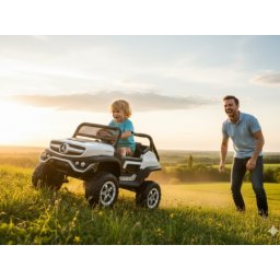 Terenski Mercedes Unimog za DVA deteta na akumulator - beli