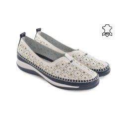Kožne ženske espadrile 25197BL bele