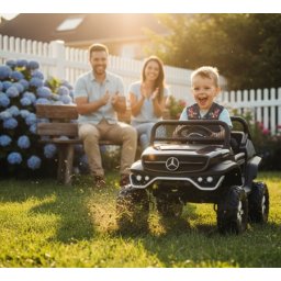 Dečiji auto Dvosed na akumulator Mercedes-Benz Unimog 318 crni