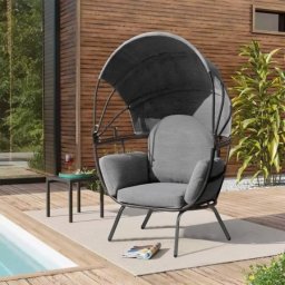 Modernhome baštenska fotelja sa sklopivim baldahinom grey ( pl252-s )