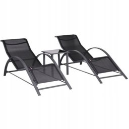 Modernhome set od 2 ležaljke za baštu sa stolom black ( 04k kjl09bac )