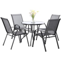 Chomik baštenski set nameštaja, 4 stolice + okrugli sto – sivi ( tih3514 )