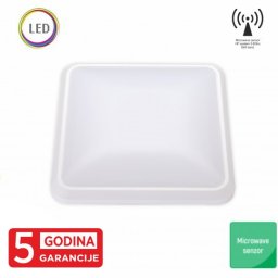 LED plafonjera bela 12W 6000K IP20 IK10 250x250x58mm kvadratna sa microwave senzorom pokreta ISM band 5Y M271-B