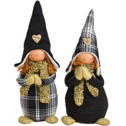 Novogodišnja figura devojčica sa kapom i zlatnim šalom 30cm ( 10030840 )