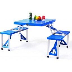 Sklopivi sto i 4 stolice sa rupom za suncobran za kampovanje, piknik - sto za kampovanje