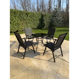 BAŠTENSKA GARNITURA SET 4 STOLICE + STO CRNA BOLZZ