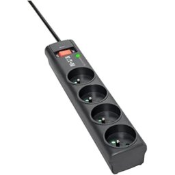 Eaton Protection Strip 4 DIN, 10A, Input: Schuko, Outputs: (4) Schuko; Power Cord Lenght 1m; Over voltage protection; On/Off switch; LED indication; 2yr warranty