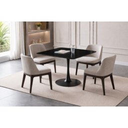 Trpezarijski sto Grandis CRNA keramicka ploca/Metalna crna noga 90x90cm