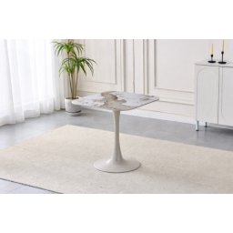 Trpezarijski sto Grandis BELA keramicka ploca/Metalna bela noga 90x90cm