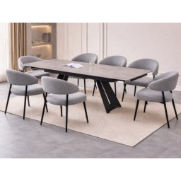 Trpezarijski sto NaturaLine SVETLO BEZ ploca/Crne metalne noge 160 (40+40) x90x76 (770-792)