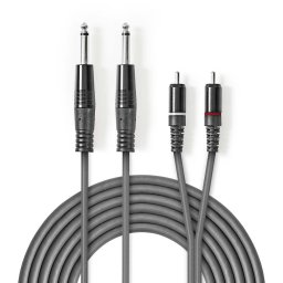 Audio kabl 2x 6.35mm džek (muški) na 2x RCA činč (muški) - 5m