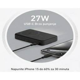 Anker MagGo 10000mAh, 27W, bežični power bank, crni