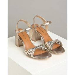 Ženske sandale na debelu štiklu 1-28324-42 bronzane boje