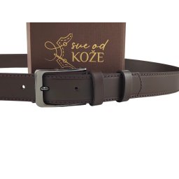 Tamno braon univerzalni muški kožni kaiš sa štepom