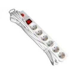 E-Green Kabl naponski produžni 6 x šuko 1.4m sa prekidacem i zaštitom (beli)