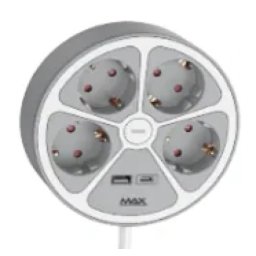 Max MPS-04UG-3M Produžni kabl sa prenaponskom zaštitom sa 4 utičnice /3m/USB portovi