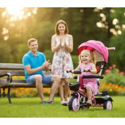 Playtime tricikl za decu sa tendom i ručicom za guranje 449 roze