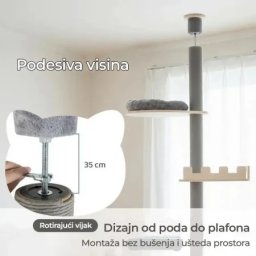 Maca Toranj grebalica i penjalica za mačke do plafona 271cm Siva ( 1935 )