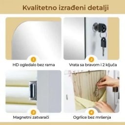 Zidno oblo Ogledalo sa LED Ormarićem za Šminku ( 1920 )
