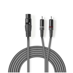 Balansirani Audio Kabl XLR (ženski) na 2x RCA (muški) - 3m